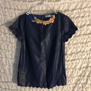 blue metallic vineyard vines blouse